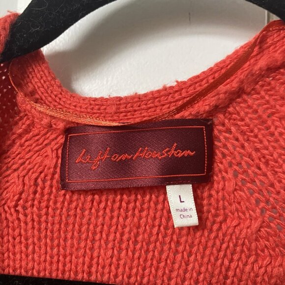 Left on Houston Cardigan Womens L Orange Knit Angora Blend Open Front Long Line - Picture 4 of 7